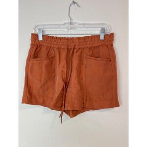 LOFT S Paper Bag Shorts Drawstring Rust Brown